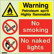 7389Q - Jalite Warning Petroleum spirit highly flammable No smoking No naked lights
